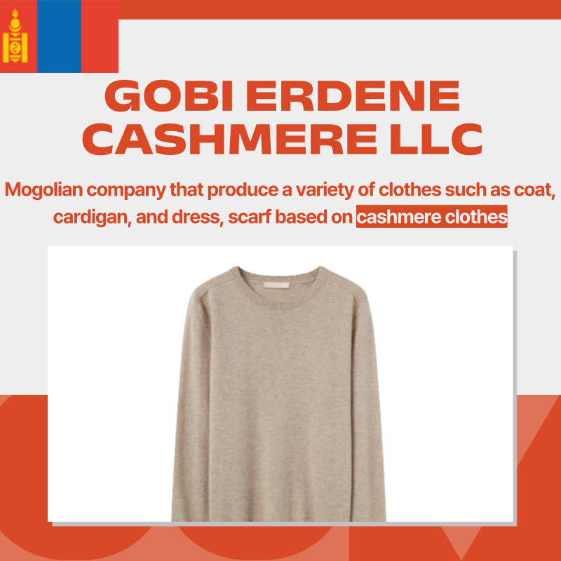 Mongolia, GOBI ERDENE CASHMERE LLC, Cashmere clothes
